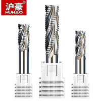 HUHAO 4 Flutes Full-Grinding Wave Edge Milling Cutter Aluminum-High Speed Steel Endmills Open-Coarse End Mill Carbide CNC Tool
