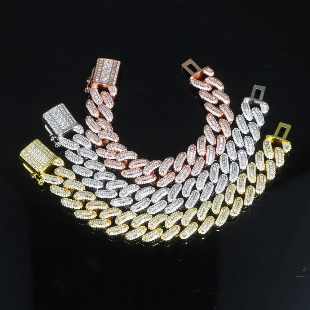 New Arrived 18mm Width Hip Hop Full Iced Out Fashion Cubic Zircon Bling CZ Miami Cuban Link Chain Bracelets Jewelry For Men