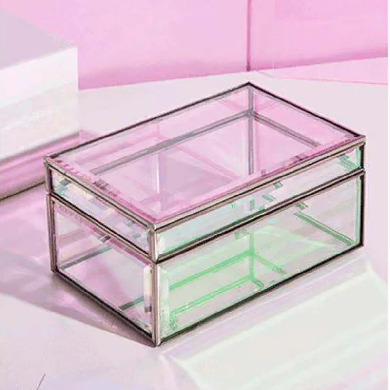 

коробка для хранения Nordic Style Storage Box Glass Simple Personality Cosmetics Earrings jewelry Ring Exquisite Jewelry Boxes