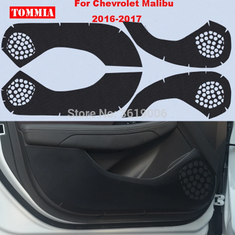 TOMMIA For Chevrolet Malibu 2016-2019 Car Inside Door Cover Scratch Protection Anti Kick Pads Carbon Fiber Stickers 4pcs