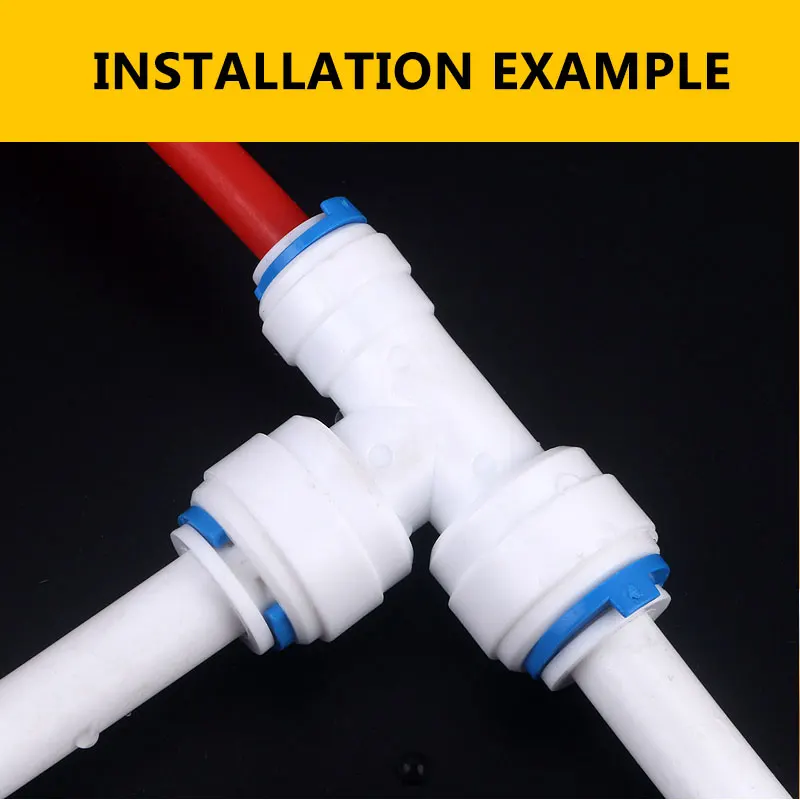 1/4 "3/8" ~ 3/8 "튜브 직경 Chang 6.5MM9.5MM 3 웨이 티 퀵 커넥트 푸시 핏 RO 시스템 워터 233 피팅 T Tipy 빠른 조인트