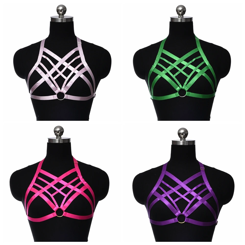 

BONDAGE STRAPPY Harness Body Cage Bra Goth Sexy Bodysuit Gothic Bandage Body Harness Bra Adjustable Halloween Wear