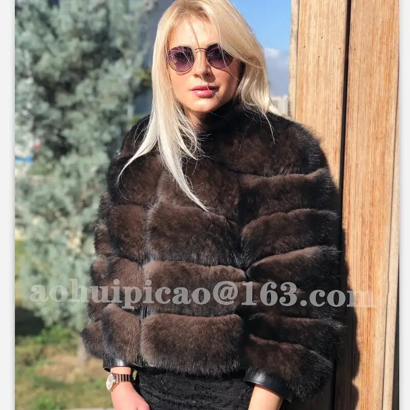 Women's Short Detachable Natural Real Fox Fur Jacket Vest, Casual Fashion, Beautiful, Winter