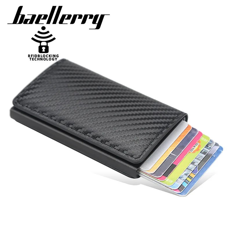 

2020 Credit Card Holder Wallet Men Women Metal RFID Vintage Aluminium Bag Pop up Automatically PU Leather Bank Cardholder Case