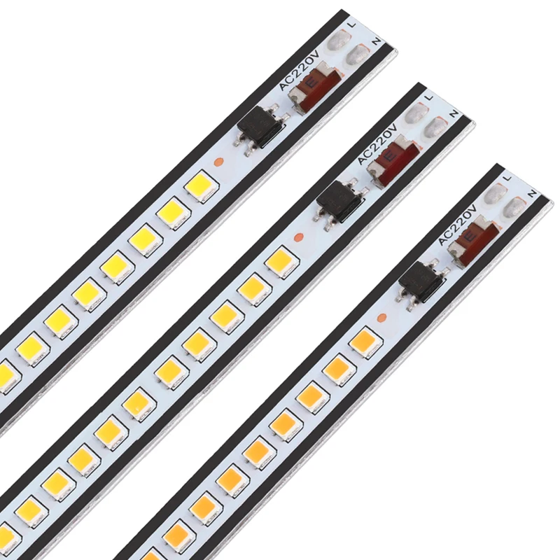 Barra de tubo de luz LED, 6W, 40cm, 220V, 390mm, 72LED, alto brillo, SMD2835, tira de aluminio, Blanco cálido, rojo, verde, azul, 5-50 unidades