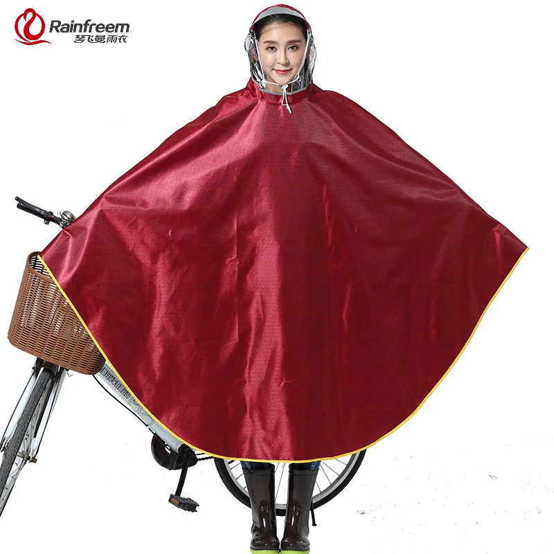 Rainfreem Impermeable Raincoat Women/Men Thick Bicycle Rain Poncho Plaid Oxford/Knitting Jacquard Women Waterproof Rain Gear