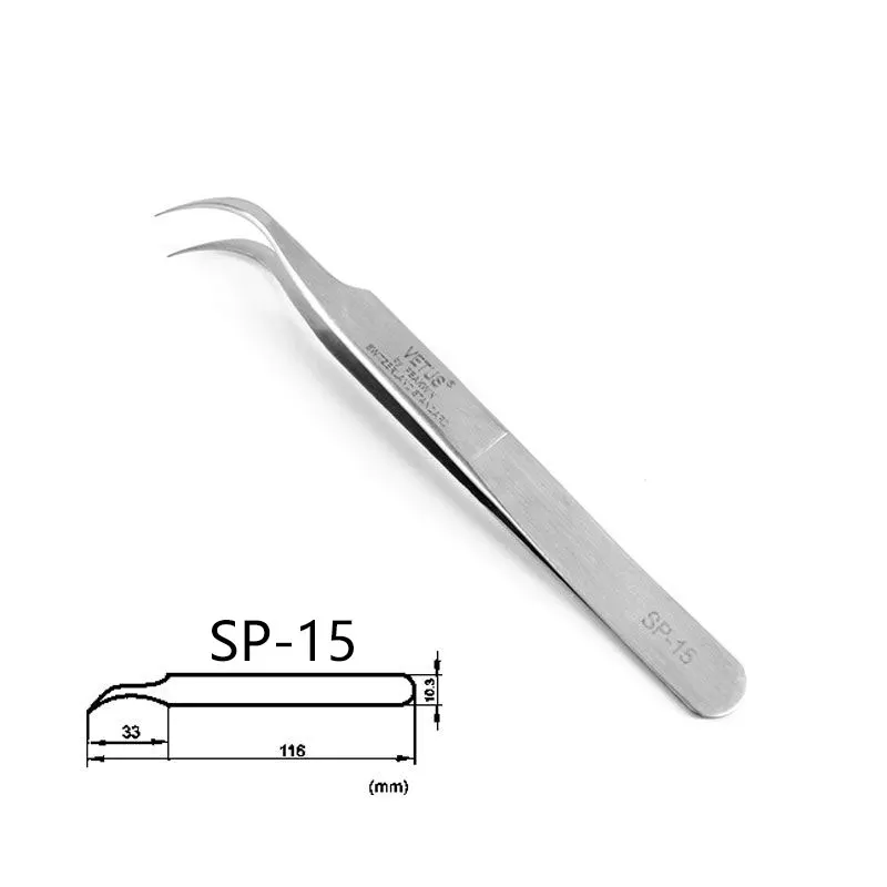 100 % Original VETUS Pinzette SP-Serie, hochpräzise Pinzette aus Edelstahl für Wimpernverlängerung, antistatische ESD-Pinzette – Detail 3