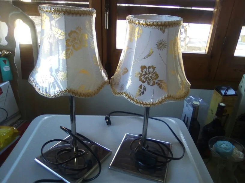 Chrome or Gold color small table lampshade, Fabric lamp shades covers for wall lamp, E27 hole 4.2cm