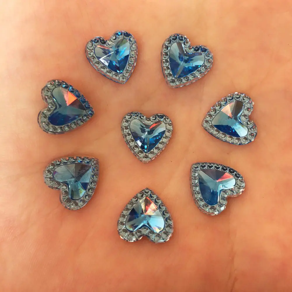 Classic DIY 40pcs 12mm Resin Heart Flatback Rhinestone Wedding Buttons Crafts R71