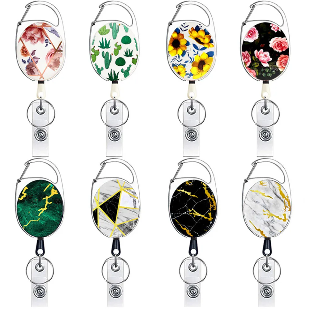

1pcs Badge Reel Clip 8 Color Keychain Name Tag Keyring Id Card Key Ring Cord Reel Retract Pull Key Chain Office Lanyard Clip