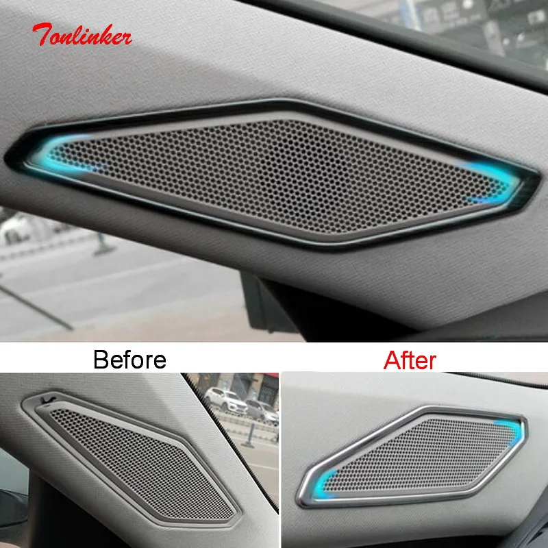 

Tonlinker Interior Car Doorpost Tweeter Cover Stickers for Volkswagen Jetta MK7 2019-20 Car Styling 2 PCS Metal Cover Stickers