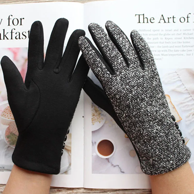 Knitted Cotton Gloves Women\'s Elastic Thin Style Daily Wear Spring and Autumn Color Warm Fashion Driving Gloves