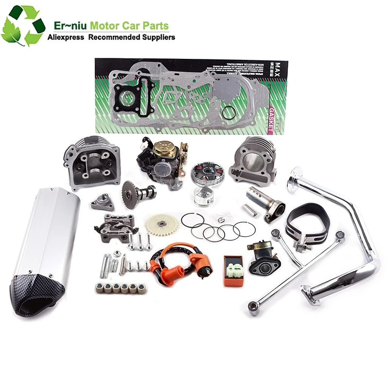 137QMA 139QMB ENGINE GY6 50 80 UPGRADE TO 100 CC RACING EXHAUST CAMSHAFT CYLINDER KIT HEAD OIL PUMP GEAR GASKET CDI COIL