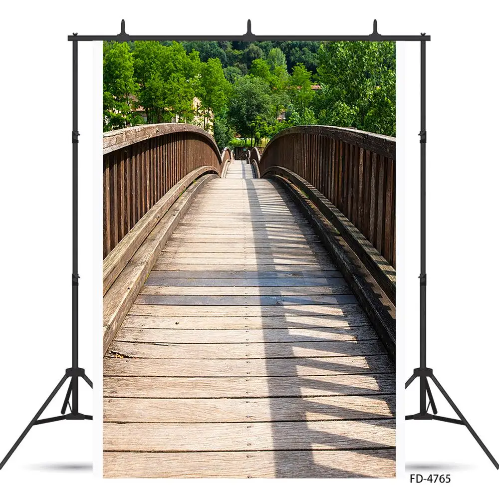 Wooden Passage Bridge Photography Background Vinyl Cloth Backdrop Photo Studio for Children Baby Portrait Pets Toy Photoshoot