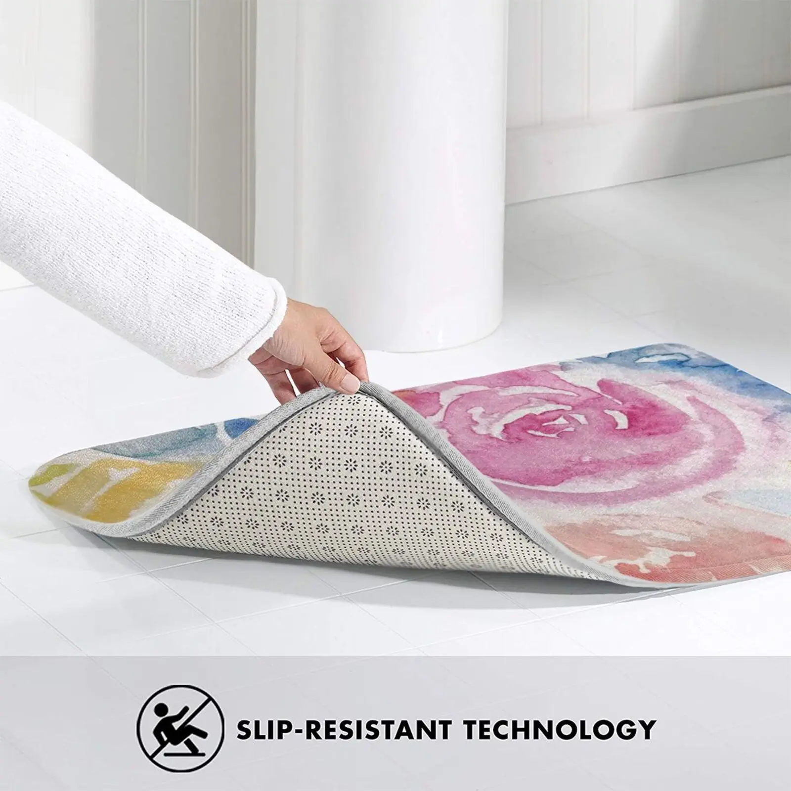 مجردة الملونة المائية الزهور حصيرة البساط السجاد المضادة للانزلاق الحصير غرفة نوم مجردة الزهور المائية الزهور المائية