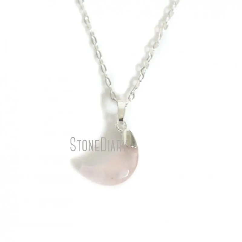 

NM14622 10Pcs Sliver Plated Faceted Moon Chains Necklaces Rose Quartzs Chains Necklaces 16inch-20inch