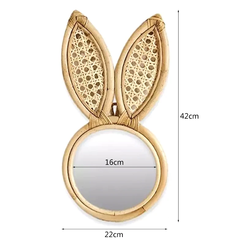 Rattan Art Decoration Monkey Rabbit Ears Makeup Mirror Dressing Wall Hanging Mirrors Bedroom Home Decor