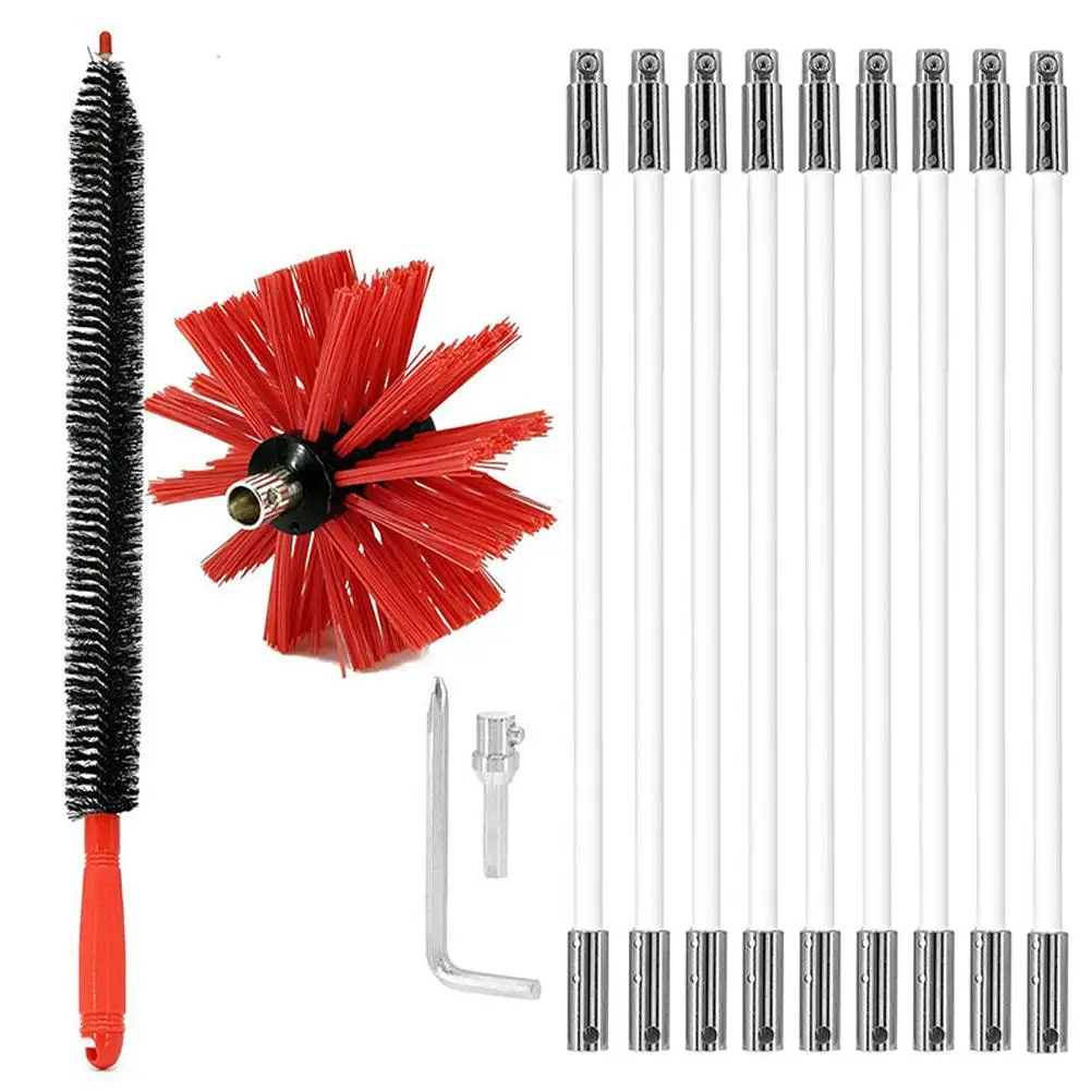 Chimney Brush-Electrical Drill Drive Sweeping Cleaning Tool kitchen  With Reinforced Nylon Flexible Rods For Clean The Chimney