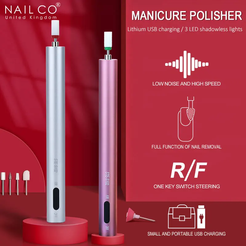 NAILCO Rechargeable Nail Polisher Nail Drill Machine Nail Art Professional Polisher Portable Nail Tools Rosegold color