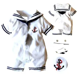 Baby Boy ubrania niemowlę Sailor Romper kombinezon stroje nowe ciuchy