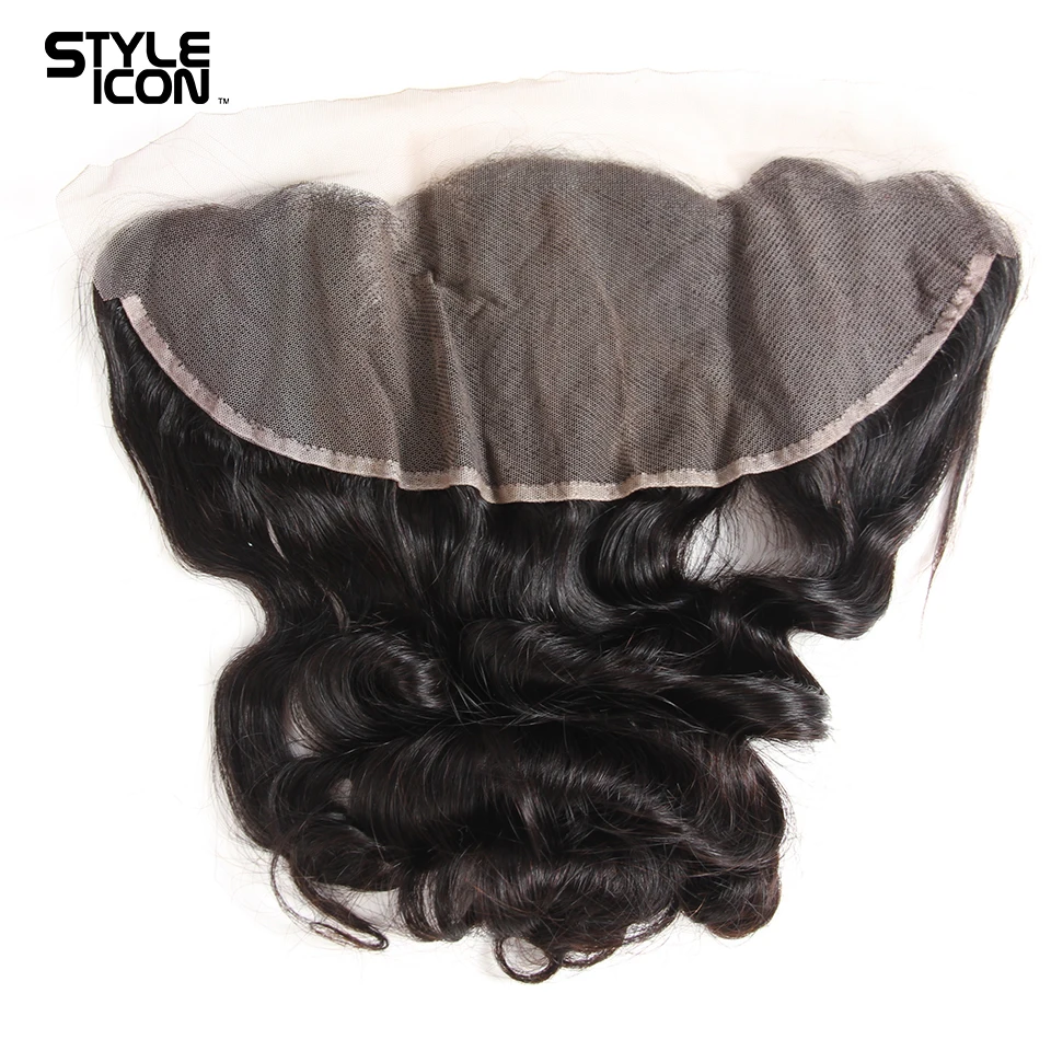 Tissage en lot brésilien Non Remy avec Frontal, Loose Wave, 13x4, oreille à oreille, 8-30 pouces, 100% de densité