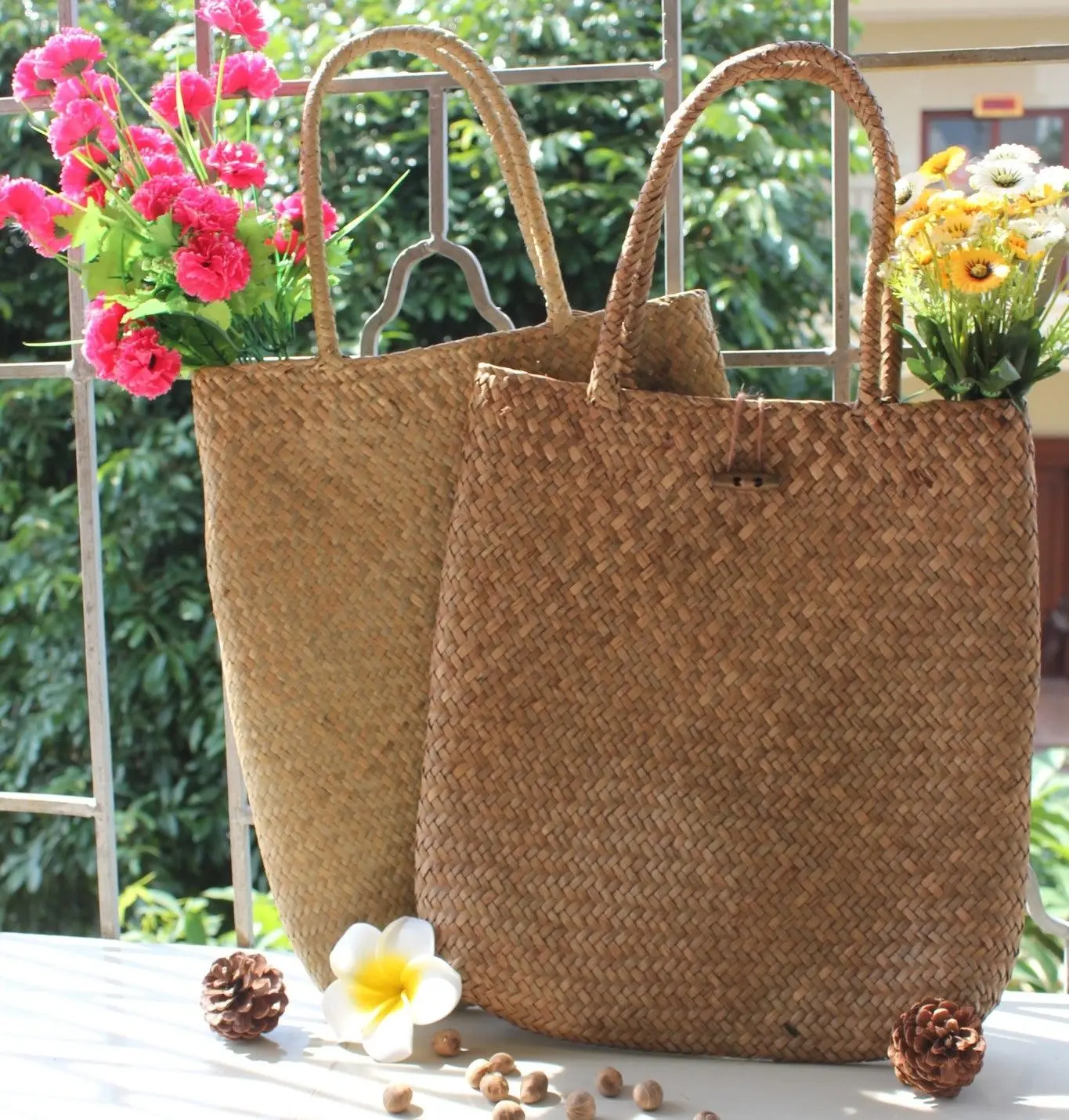 Summer Beach Bag Rattan Vintage Women Woven Handmade Knitted Straw Large Capacity Tote Women Shoulder Bag Bohemia Womens Handbag