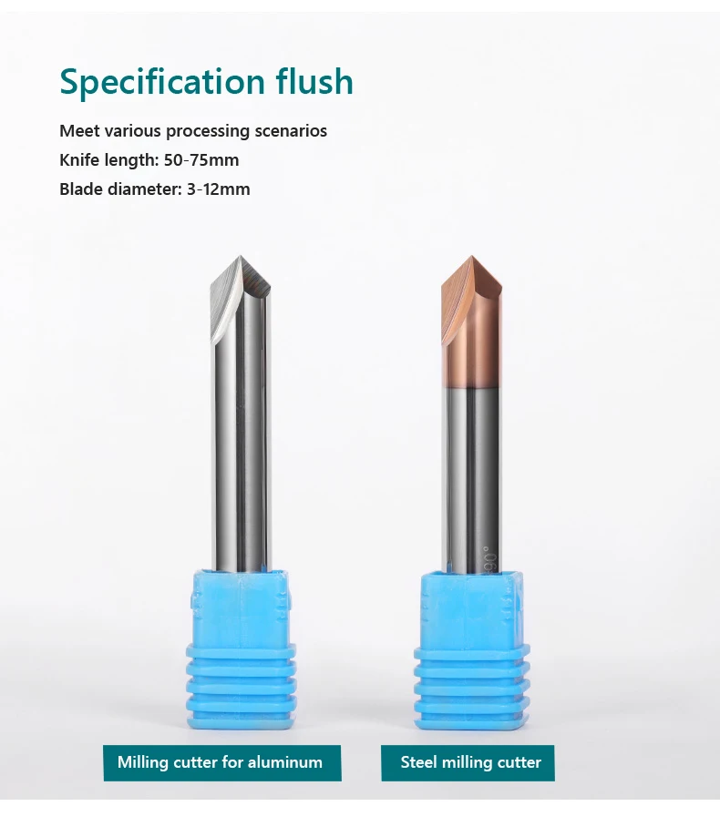 Imagem -02 - Cnc Tungsten Carbide Milling Cutter Rebarbação End Mill para Steel v Groove Router Bit Alumínio Cobre 60 90 120 Deg