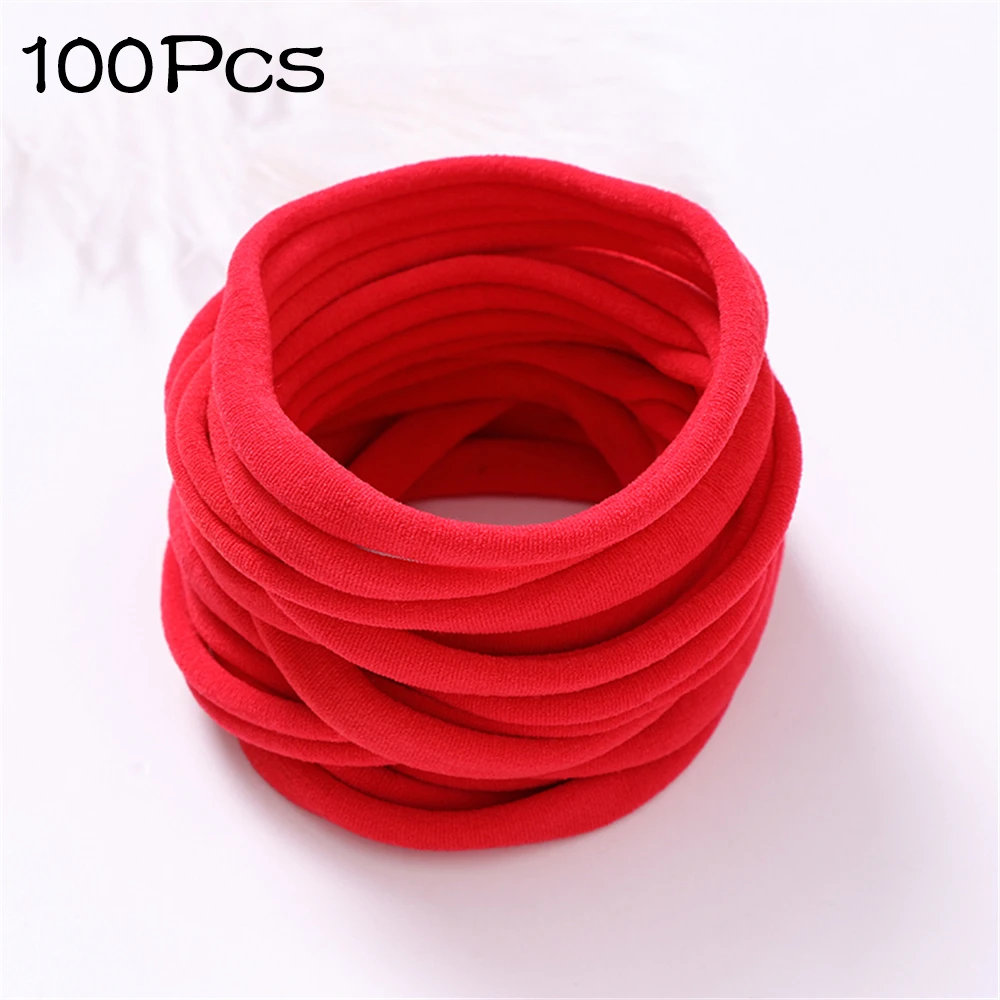 100 stks/partij Baby Meisje Nylon Hoofdband Nieuwe Traceless Rekbare Dunne Skinny Nylon Hoofdbanden Voor Kinderen Pasgeboren Baby Haaraccessoires