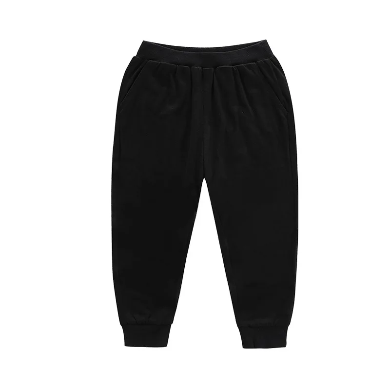 Retail Sale Cotton Pants Solid Gray & Black Boys Girls Casual Sport Pants Comfortable Soft Kids Trousers Children Cheap Trousers