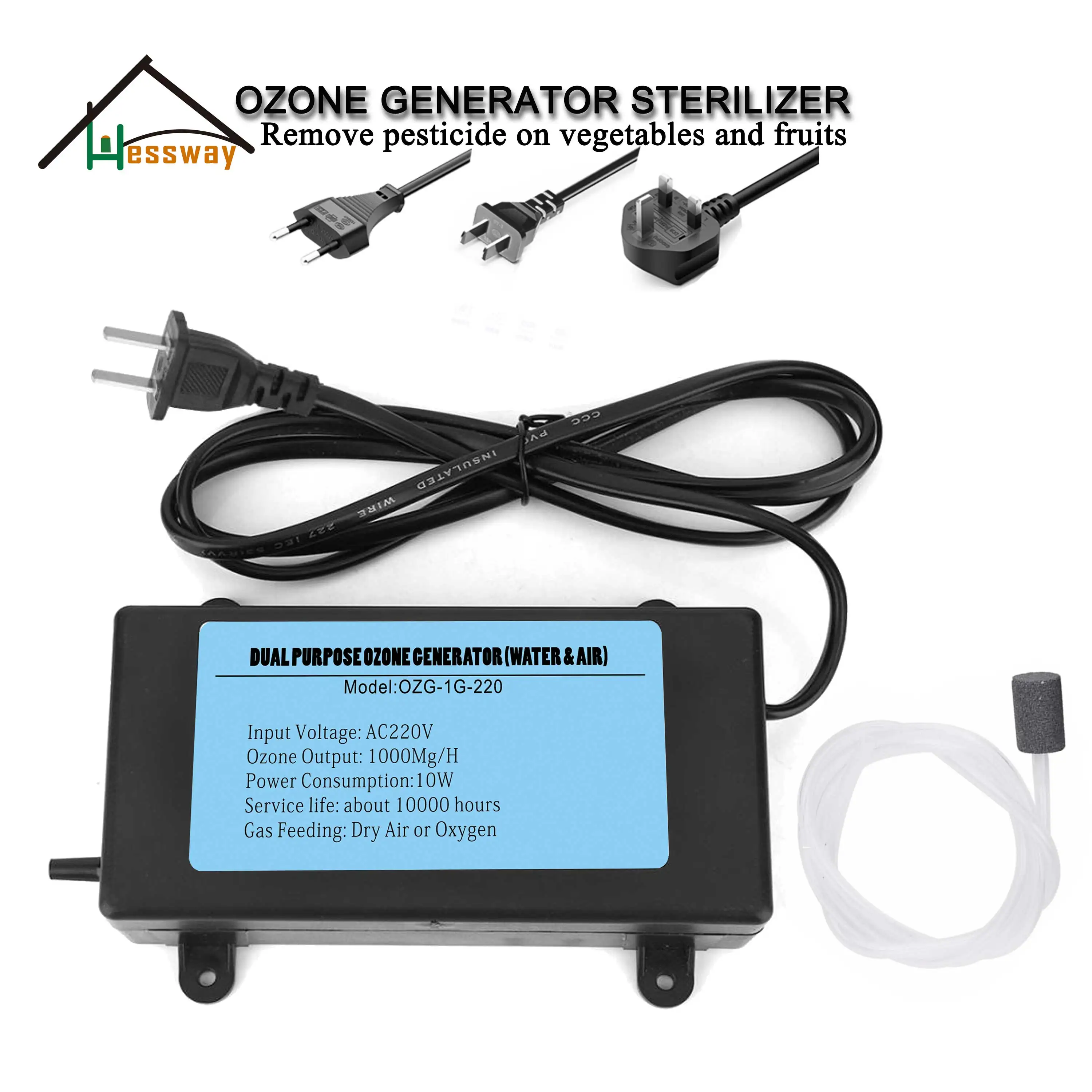 Corona Discharge Ozone Generator 1000MG for Plug EU/US/UK/OEM Optional Connect TUYA Smart Products