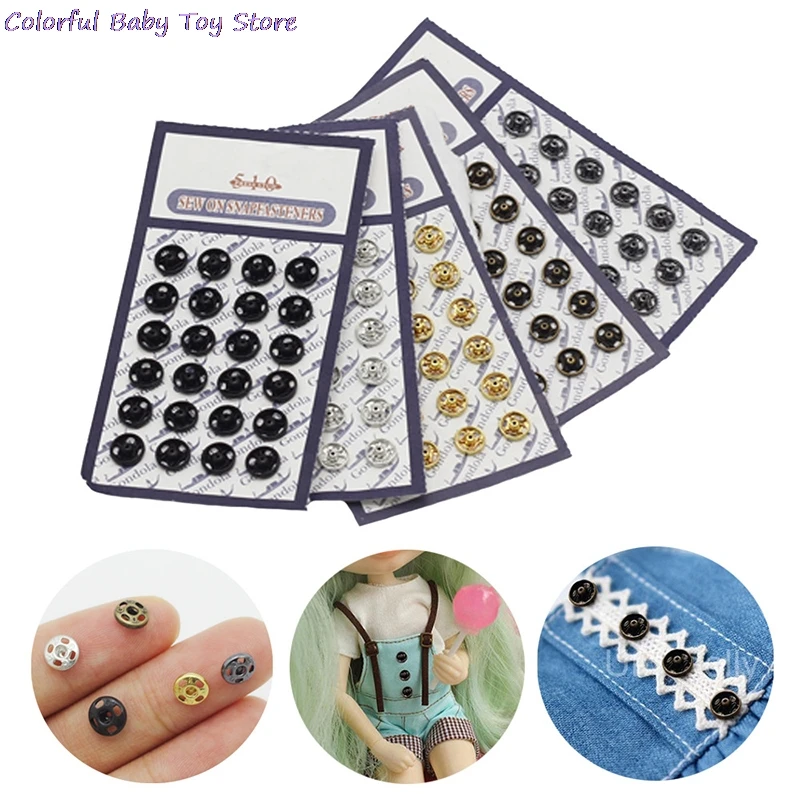 24 Pcs Mini Button Buckle For 1/6 Doll DIY Doll Clothes Metal Buckle Invisible Snap Handmade Doll Clothing Sewing Wholesale