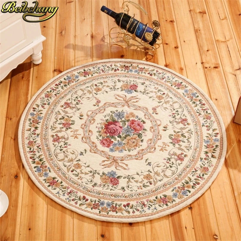 beibehang High-end bedroom living room mats Coffee table jacquard round carpet Computer swivel chair floor mat carpet office