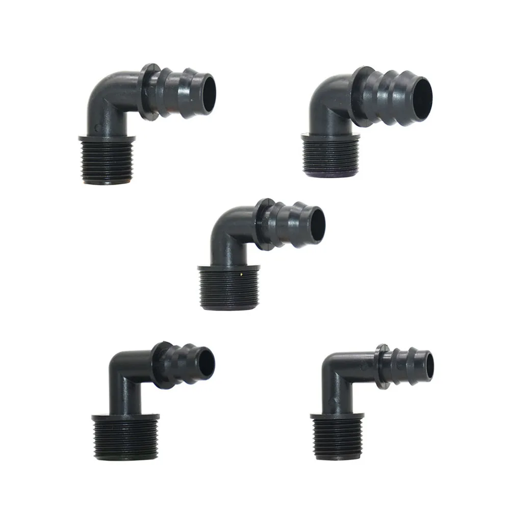 1/2 3/4 Thread To 16/20/25mm Pe Hose Elbow Connectors 90 Degrees Agriculture Greenhouse Irrigation Water Hose Barb Joint 4 Pcs