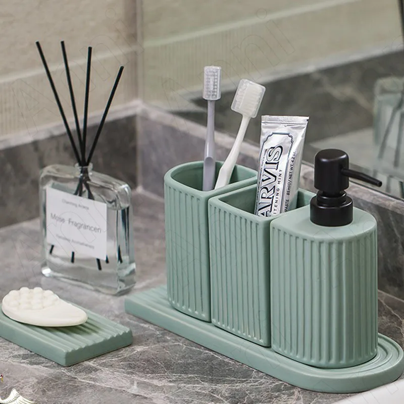 European Ceramic Four-piece Bathroom Set Simplicity Hotel Toothbrush Holder Sets Creativity Home Desktop Bathroom Accessories