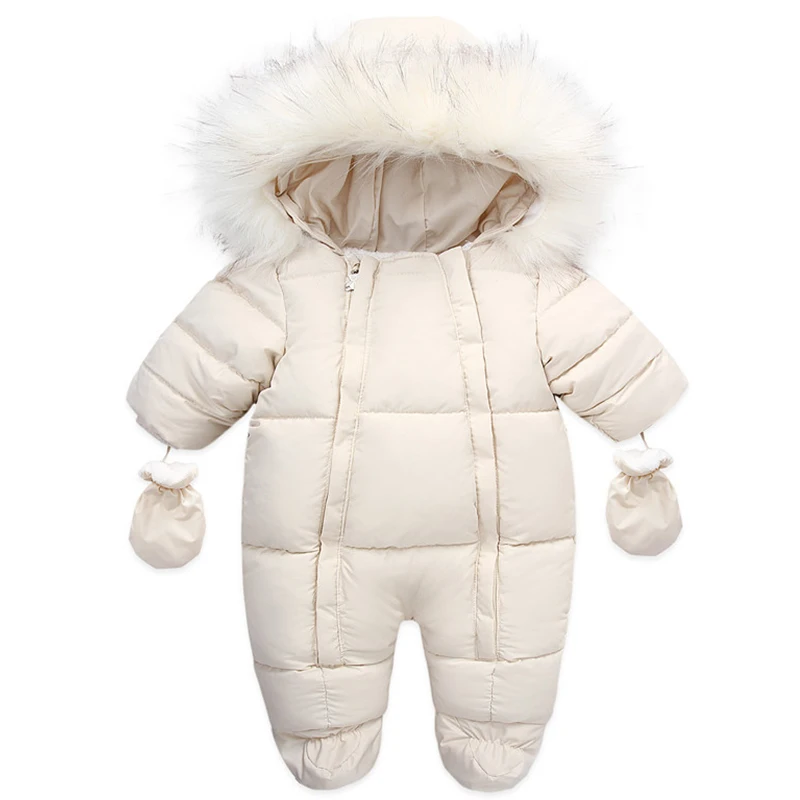 0-24 Months Newborn Baby Jumpsuit Winter Cotton Baby Romper With Gloves Hooded Thicken Boys Snowsuit Girl Clothing Set