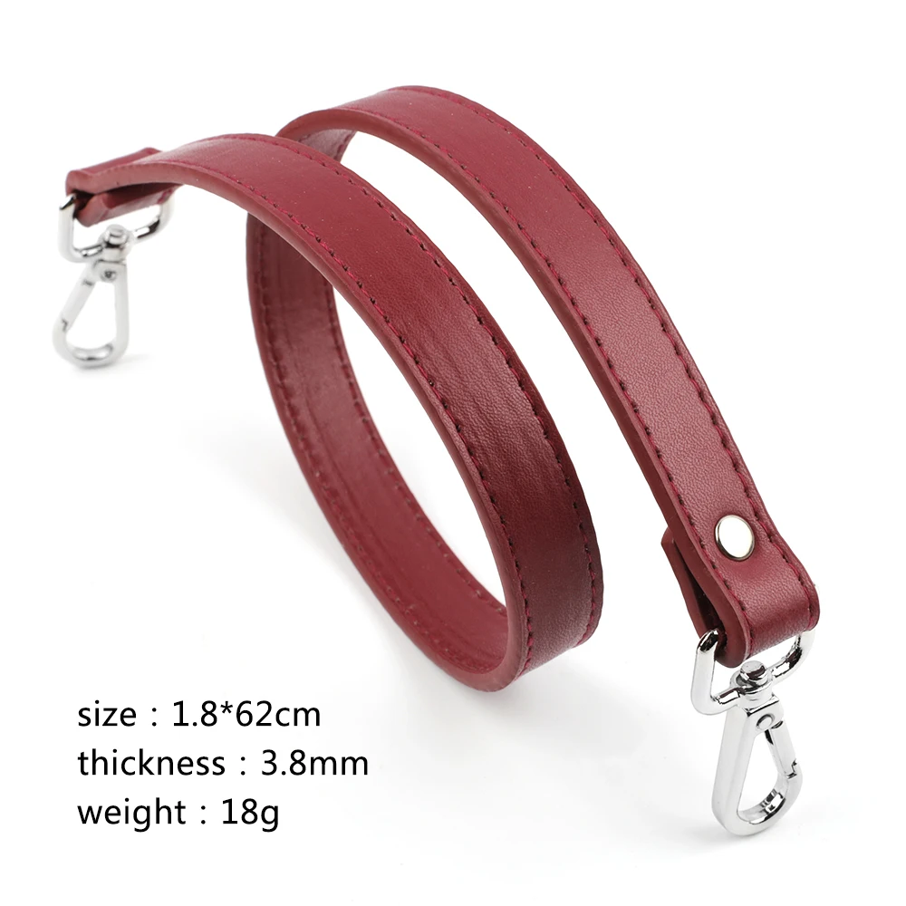 1pc 62cm PU Leather Handle Replacement Bag Straps Detachable Shoulder Handbag Handles Bag Accessories Parts Red Black Yellow