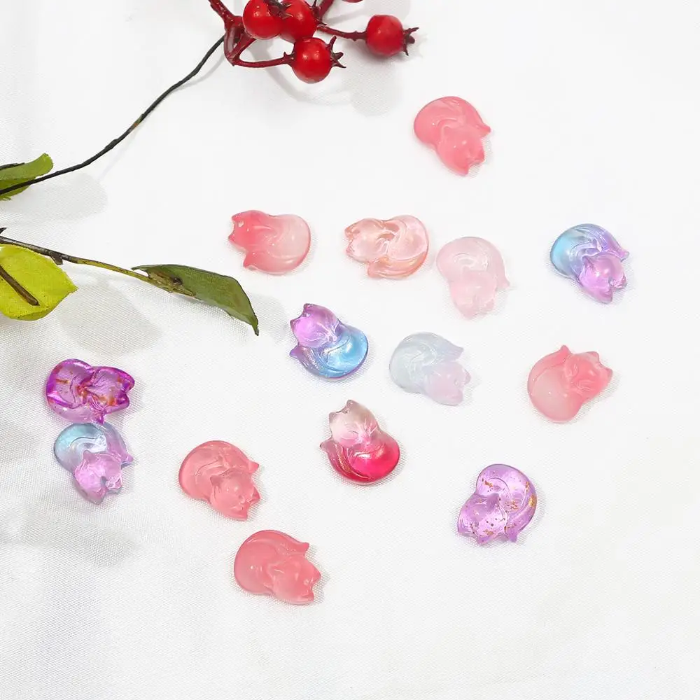 10pcs Fashion Fancy Cute Crystal Glass Little Fox Charms Pendants Beads for DIY Earring Necklace Jewelry Making Accessories