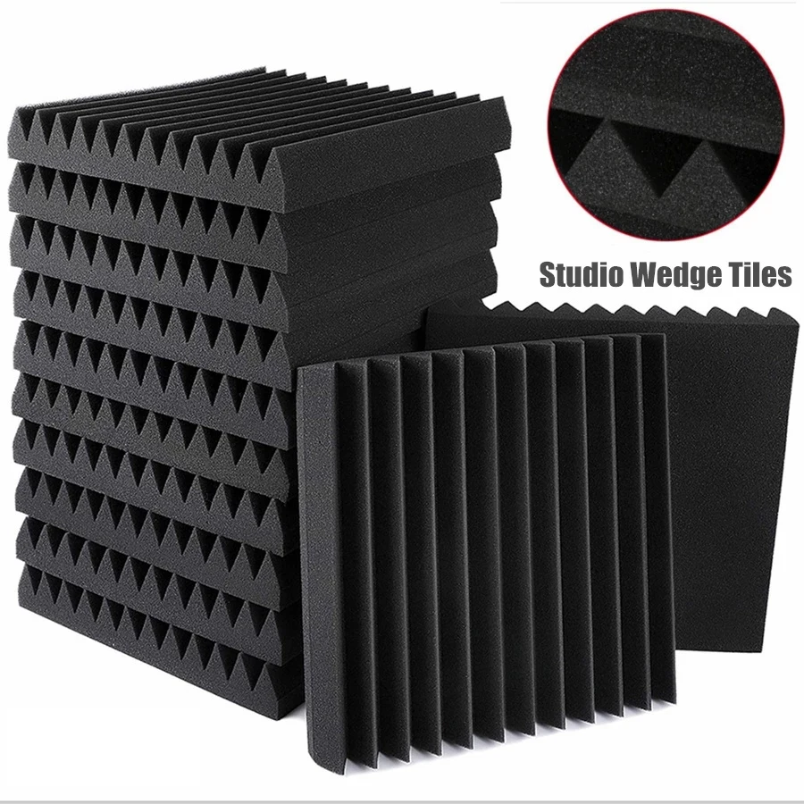 

12Pcs 30x30x2.5cm Acoustic Foam Panels Sound Absorbing KTV Studio Noise Absorption Foam Panels Tile Wedge Sound Proofing Panels