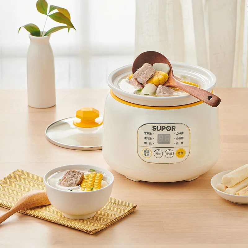 220V 1L Mini Electric Food Stewing Pot Automatic Porridge Dessert Baby Food Slow Stewer Portable Multi Cooker