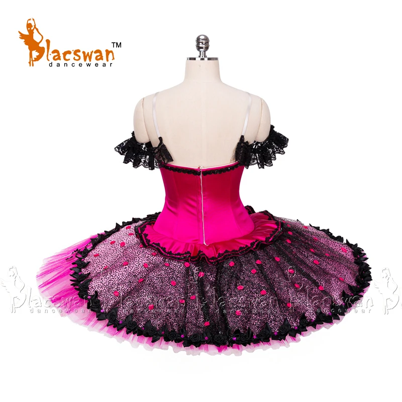 Nutcracker Spanish Dancer Costume Dark Pink Paquita Dress Kitri Variation Platter Classical Tutu for adults BT924