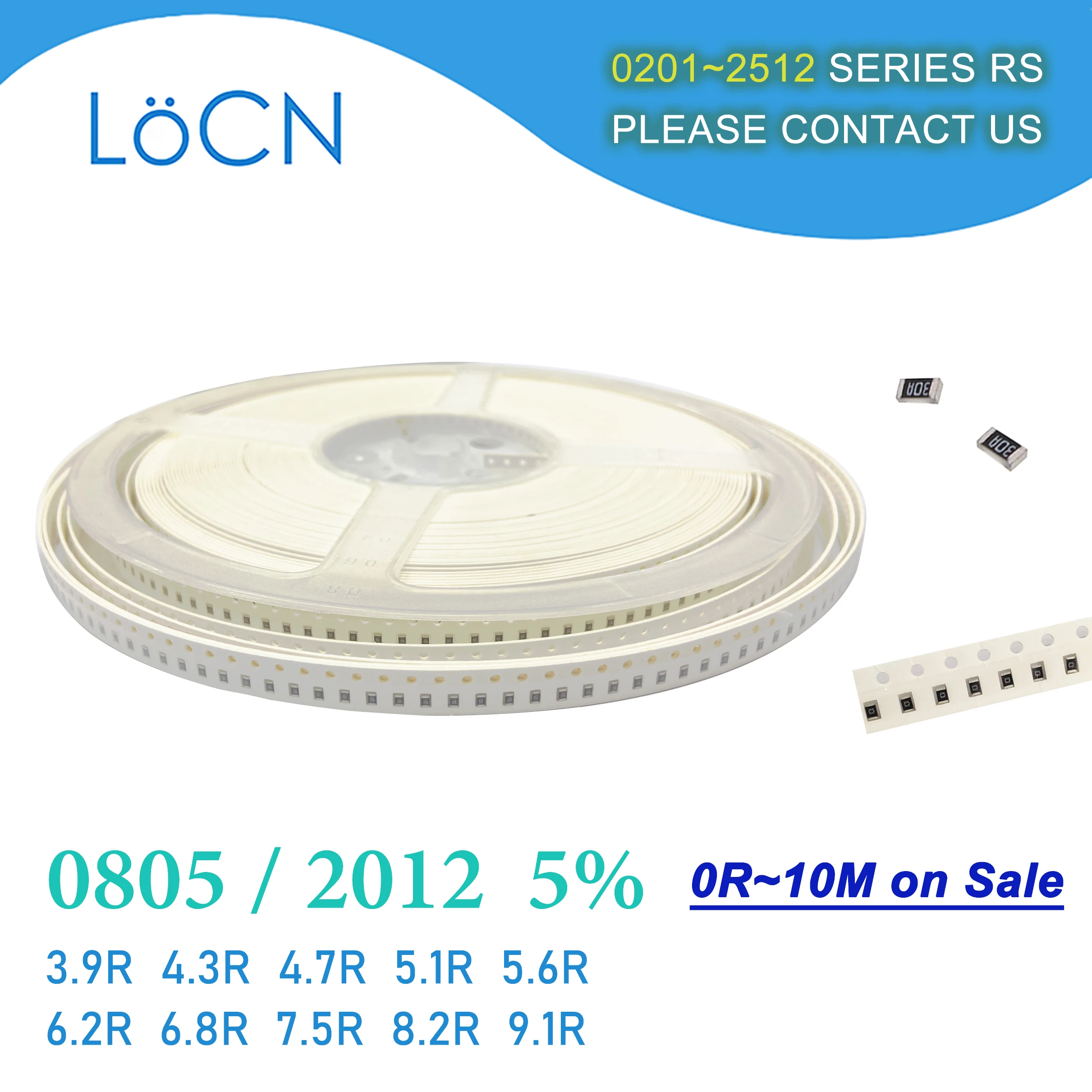 Resistor 3r9 4r3 4r7 5r1 6r2 6r8 7r5, 0805 peças, 3.9r, 4.3r, 4.7r, 5.1r, 5.6r, 6.2r, 6.8r, 7.5r, 8.2r, 9.1r, ohm 5%, smd 5000