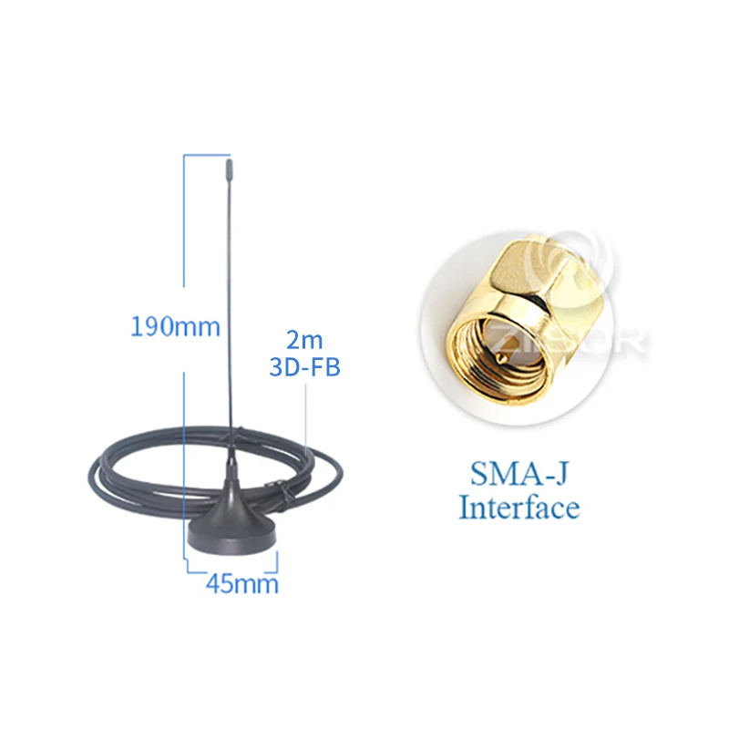 2pcs 433MHz Lora Antenna with Magnetic Base Omni 433M Antenna SMA Male Antena WLAN Wireless Module DTU Aerial TX433-XP-200