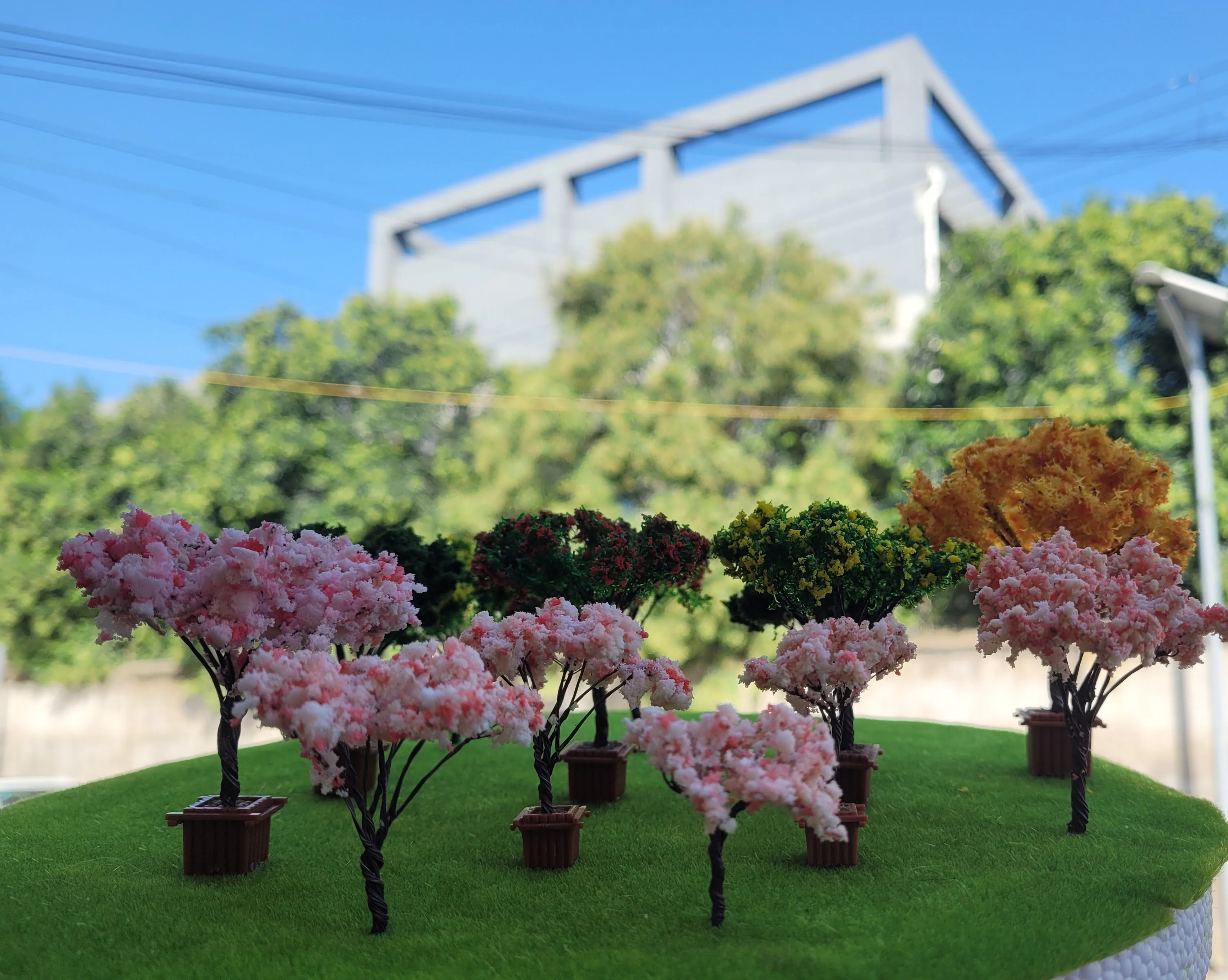 2pcs HO Scale Flower Tree Model Yard Tree Miniature Landscape Movie Animation Scene Material Photography Diy Sand Table Layout