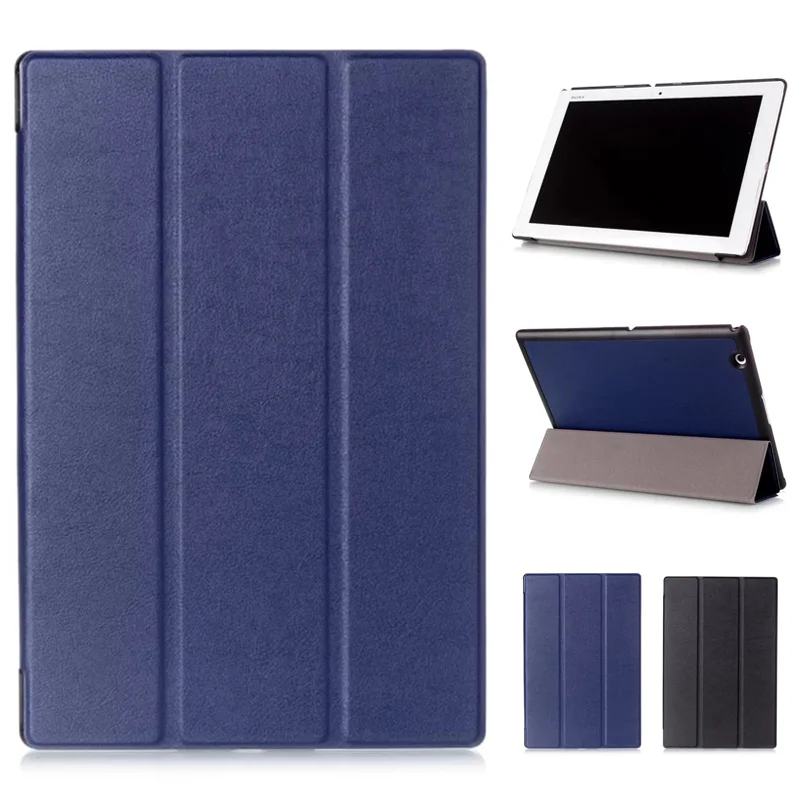 Etui na tablet Sony Xperia Z2 Trójdzielne etui ze skóry PU z podstawką na tablet Sony Xperia Z2 Z3 Coque Funda czarny / niebieski
