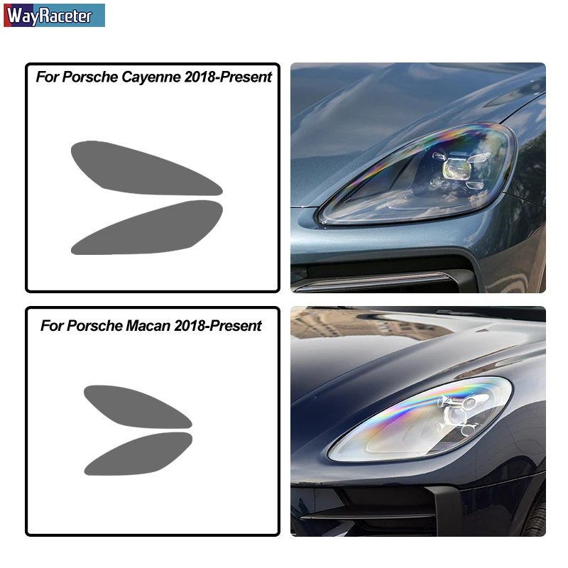 2 Pcs Car Headlight Protective Film Front Smoked Black TPU Sticker For Porsche 911 718 Cayenne Panamera Macan Taycan Accessories