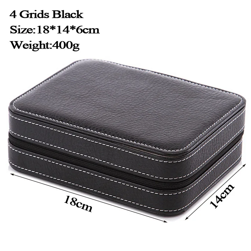 Top Quality 2/4 Grids Leather Watch Box Luxury Zipper style for travelling storage Jewelry Watch Collector Cases Organizer Box
