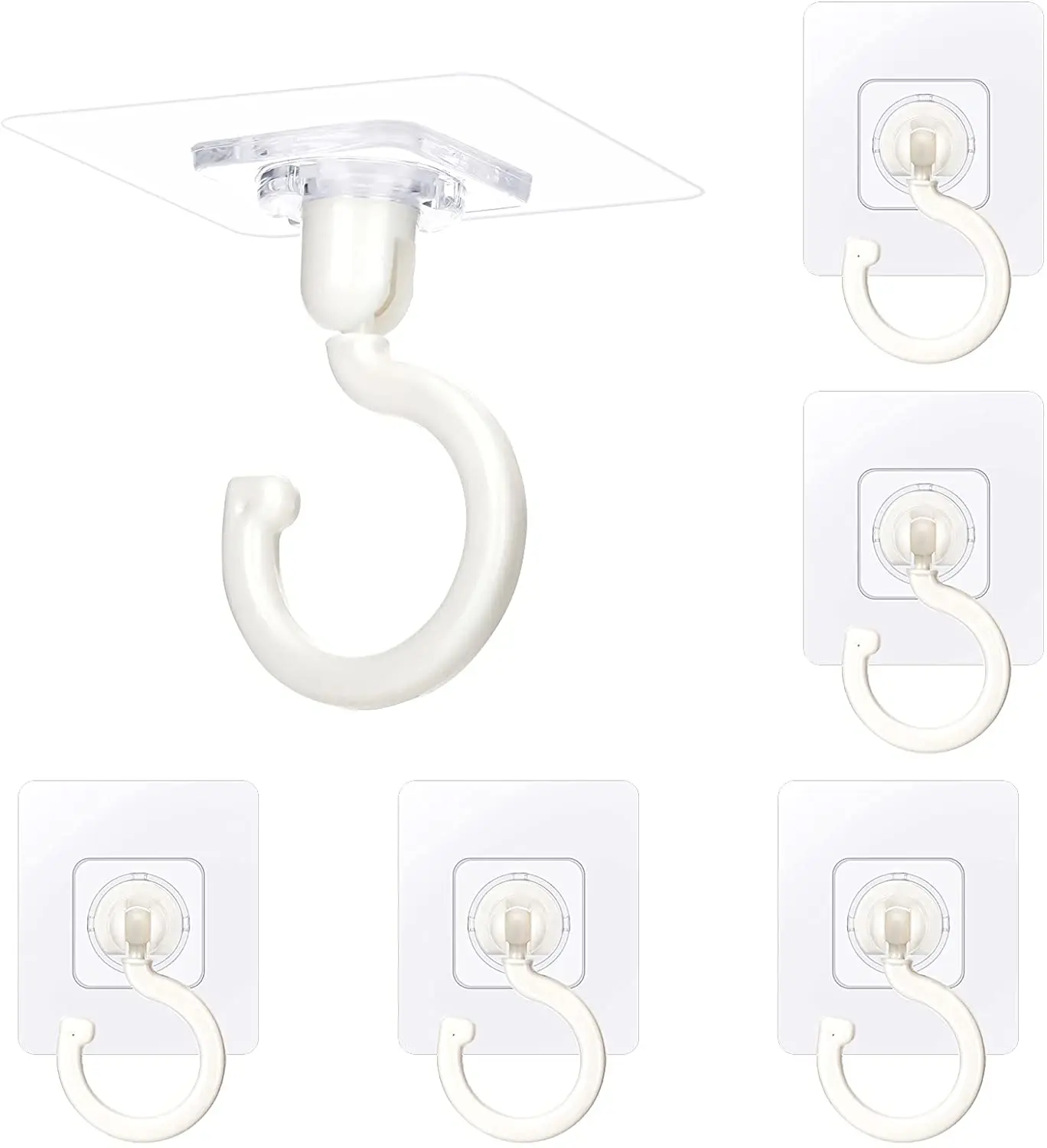 360°Rotating Adhesive Under Cabinet Hooks for Hanging Clothes,Bag, Hat,Towel Hanger Kitchen Bathroom Wall Hanger Swivel Utility