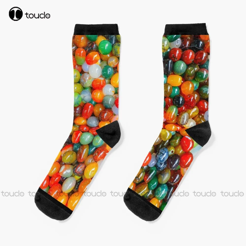 Colorful Marbles Texture Socks Cow Socks Christmas New Year Gift Custom Gift Unisex Adult Teen Youth Socks 360° Digital Print