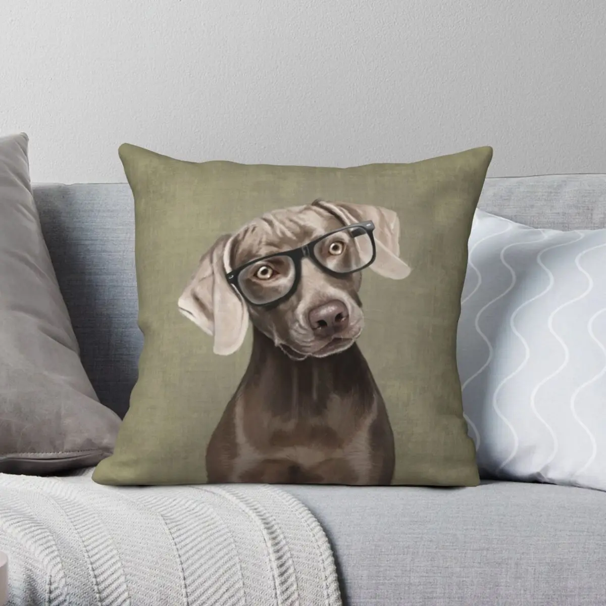 Mr Weimaraner Square Pillowcase Polyester Linen Velvet Zip Decor Pillow Case Sofa Cushion Cover 18