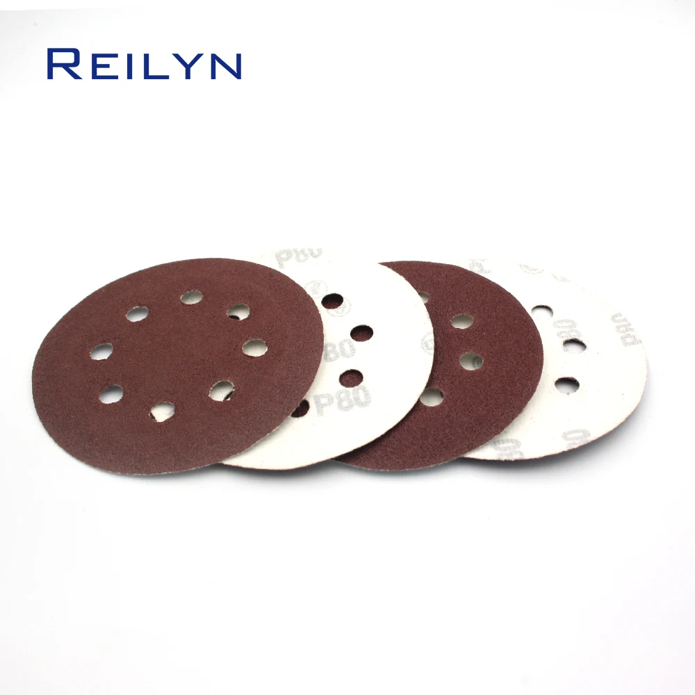 10pcs 5 inch 8 holes Red Sandpaper Tray Sandpaper Polishing Wheel Wood Polishing Disc Air Sander Sandpaper